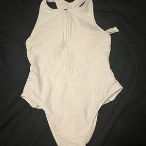White Zip-Front Swimsuit